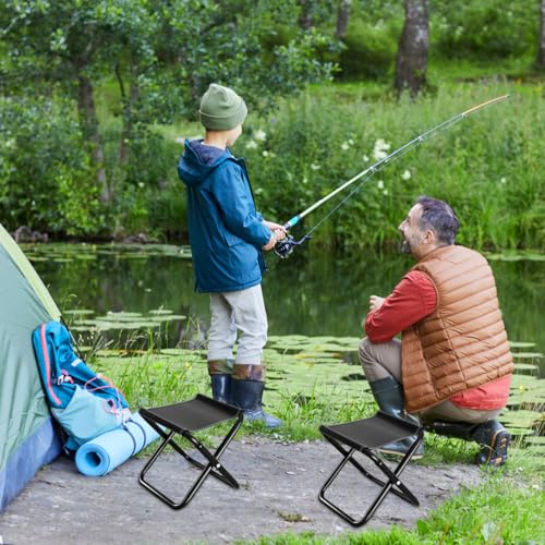 Bcuuozeeing Camping Hocker Hocker Klappbar 200kg (440lbs) - 30cm Tragbarer Klapphocker Faltbar mit Aufbewahrungstasche, Campinghocker für Angeln, Reisen, Garten, Strand, Wandern, Grillen, Schwarz – Bild 3