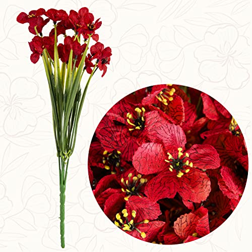 Taomika 20 Bundles Artificial Flowers Outdoor Uv Resistant Fake Flowers No Fade For Patio Porch Window Box Home Wedding Farmhouse Decor (Deep Red) #TOP3