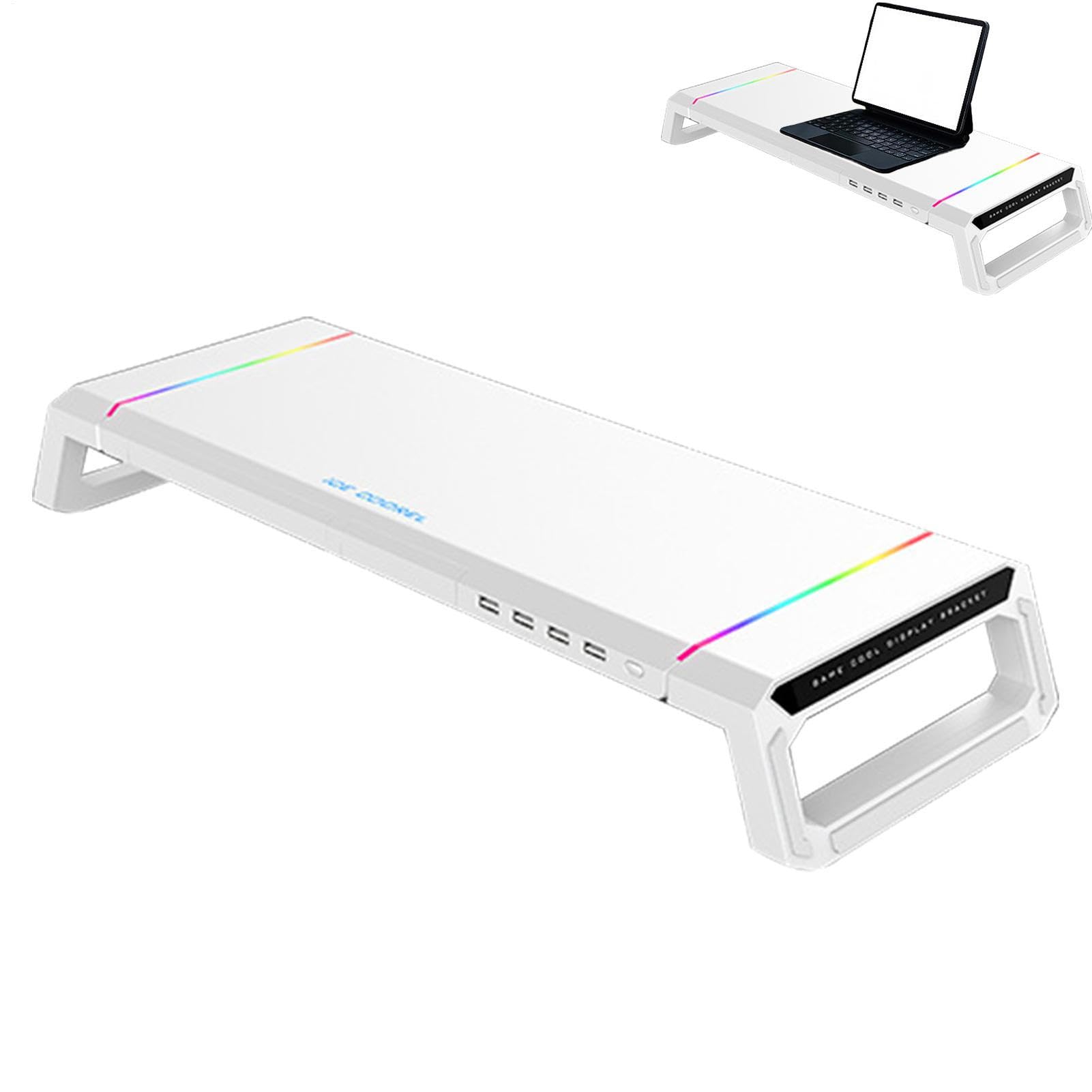 Soporte para ordenador, organizador de escritorio con cajón, carga RGB 4