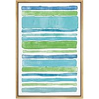 SIGNWIN Framed Canvas Wall Art Green, Blue and Teal Lines Color Block Pattern Geometric Shapes Watercolor Minimalism Modern Colorful for Living Room, Bedroom, Office - 16