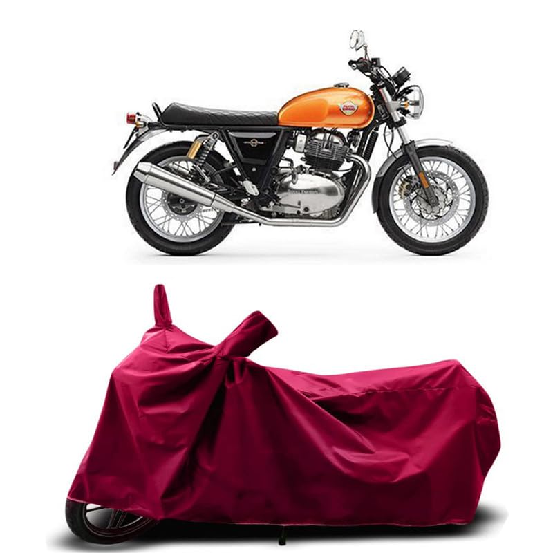 Image of DUFFEL-Two Wheeler Bike Body Cover Compatible for Royal Enfie Interceptor 650 Heat Protectio /UV-Rays /Birds Dropping /DustProof /Waterproof Indoor Outdoor and Parking Full Body Protection [MAHROON]