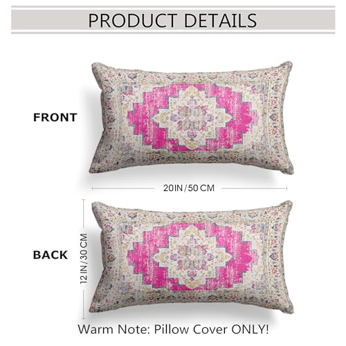 Snylcce Boho Throw Pillow Covers Set of 2 -Magenta Antique & Vintage Design - Image 2