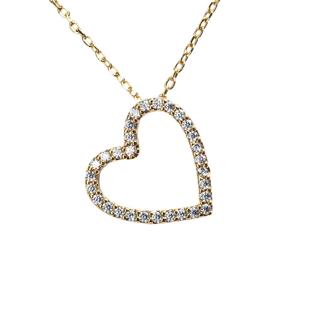 LuckyLyHeart Necklace with Cubic Zirconia Chain with Heart Pendant