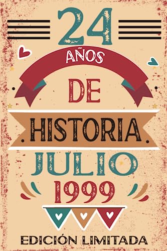 24 Años De Historia Julio 1999: Libro de visitas, cuaderno, 110 páginas de felicitaciones, idea de regalo, regalo Para la esposa, novia, mujer, La madre