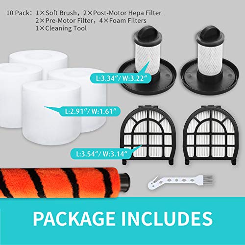 Leemone Replacement Parts for Shark LZ600 LZ601 LZ602 LZ602C APEX UpLight Lift-Away DuoClean Vacuum Cleaner, 2 Post Hepa & 2 Pre-Motor Filters, 4 Foam Filters, 1 Soft Brush Roll by Leemone - Image 3