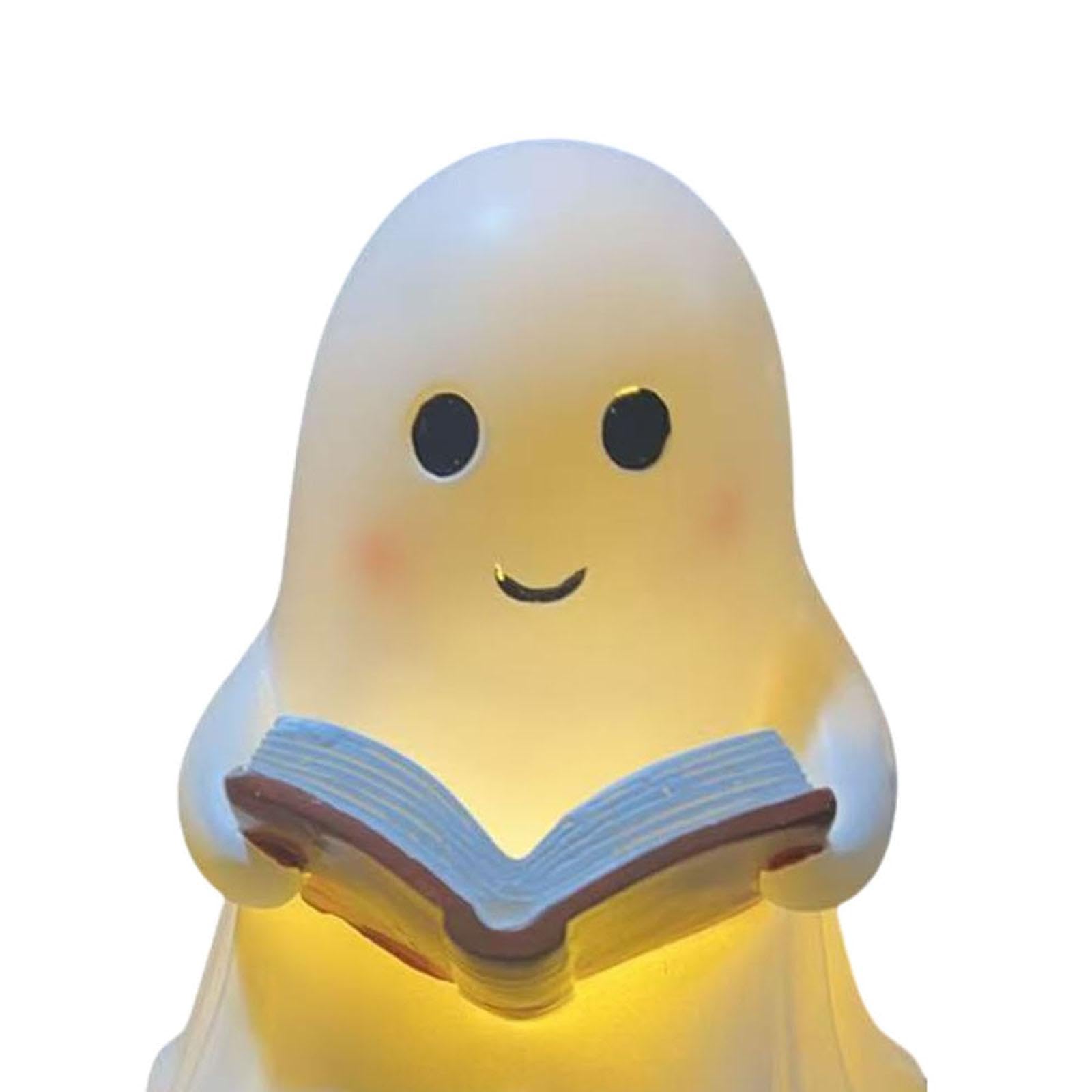 Geist Niedliche Nachtlampe Halloween Leselampe Buchfigur Resin Dekoration Beleuchtung für Wohnzimmer Schlafzimmer Bücherregal für Geschenk