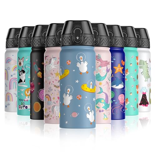 OLDLEY Botella Agua Aislada Acero Inoxidable para Niños 550ml/18oz con Pajita Reutilizable...