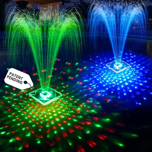 Upgraded Solar Pool Fountain with Lights,9.5'' Large Solar Floating Pool Fountain with Anchor, Above Ground Pool Water Fountains Pump,Swimming Pool Fountains for Inground Pool Blue-1PC