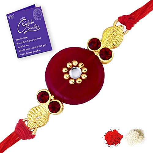 Sukkhi Rakhi Adjustable Kundan Designer Gold Plated Premium Rakhi for Brother With Roli Chawal & Greeting Card | Rakhi for Bhaiya | Rakhi for MEN | Kundan Rakhi | (RAK73424) (B07FP625WB) Amazon Price History, Amazon Price Tracker