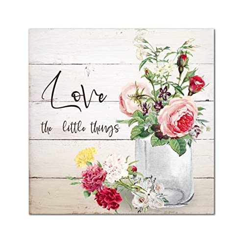 Panneau bois deco pivoine pour habiller un mur vide de chambre ou salon 40x40cm
