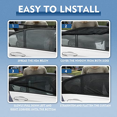 Car Window Shades for Baby - MantenTop 2Pack Car Sun Shades Block UV Rays, Full Window Mosquito Net 100% Window Coverage UV Sun Protection for Kids/Adults/Pets, Car Blinds Fits Most Vehicles - Image 3