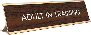 Desk Sign Adult in Training Brown & Gold