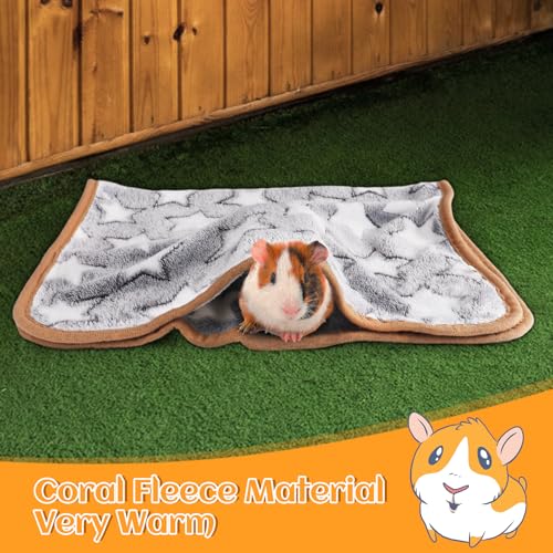 Guinea Pig Blanket, 2 Pack Warm Soft Coral Fleece Small Animal Blankets Washable Pet Cage Liners Sleep Mat Pad Cover for Rabbit Hamster Dog Cat Ferret Chinchilla Hedgehog Bedding, 24" x 16" - Image 2