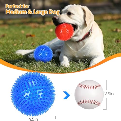 Petizer 2-Pack 11cm Squeaky Ball Toys, Spiky Chew Ball, Floatable Pool Toy, Toss Fetch Toys for Puppy Rubber TPR - Image 2