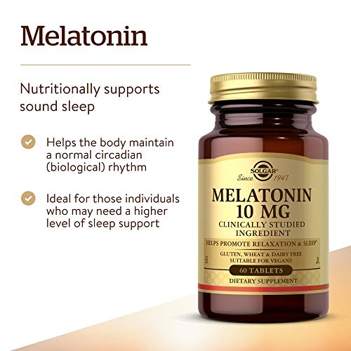 Solgar Melatonin 10mg, 60 Tablets - High Dosage, Vegan, Gluten Free, Kosher | Helps Promote Relaxation & Sleep - Clinically-Studied Melatonin - Supports Natural Sleep Cycle, Dairy Free - 60 Servings - image 3