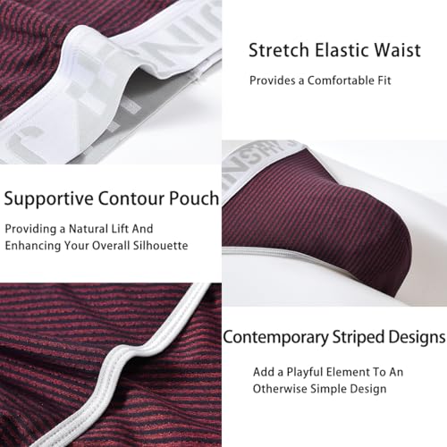 Mens Sexy striped Briefs Bulge Enhancing Pouch Underwear Low Rise Bikini Underwear for Men4