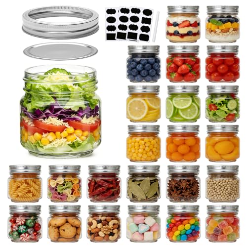 Accguan 24Pack 8oz Mason Jars with Lids, Half Pint Regular Mouth Jar