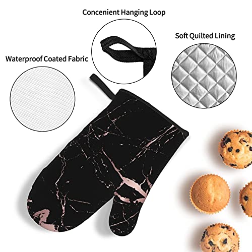 Oven-Mitt-and-Pot-Holders-Sets-of-4-Rose-Gold-Black-Marble-Kitchen-Potholder-Gloves-Heat-Resistant-Non-Slip-for-Chef-Baking-Cooking-Grilling-BBQ-Mittens Oven Mitt and Pot Holders Sets of 4 Rose Gold Black Marble Kitchen Potholder Gloves Heat Resistant Non Slip for Chef Baking Cooking Grilling BBQ Mittens