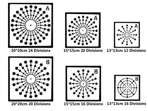 BLUGUL Mandala Schablone, Mandala Dotting Malvorlagen Schablonen, Mandala Rock Punktierung Werkzeuge, für DIY Dekor, Felsen Stein, Airbrush, Felsen und Walls Art, Netz Serie B 6 Stück
