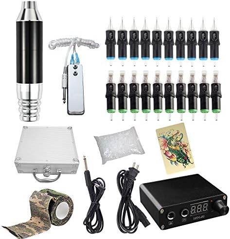 YILONG Professional Tattoo Pen Machine Rotary Kit With LCD Mini Power Tattoo Pedal Switch Supply Gift Box (SLIVER)
