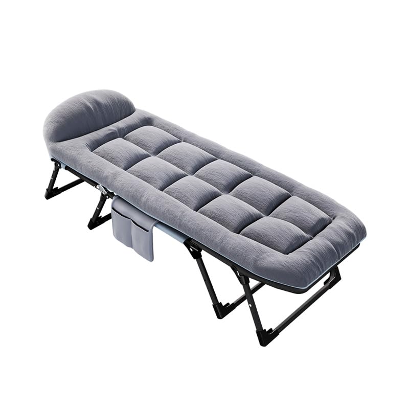 lit de Camp avec Matelas, 62cm lit de Camp Pliable 1 Personne Charge Jusqu'à 150 Kg pour Camping, Les Voyages, la Maison, Jardin,190 cm - Gris foncé