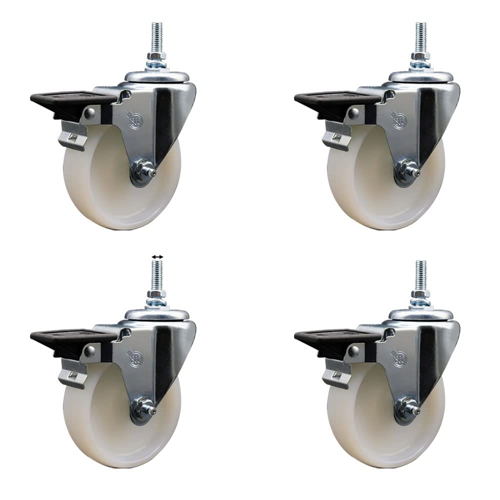 Nylon Swivel Threaded Stem Caster Set of 4 w/4