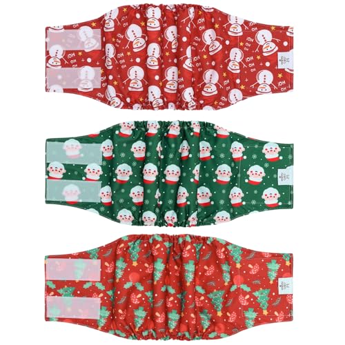 Image of CuteBone Dog Diapers Male Belly Bands 3 Pack for Male Dogs Reusable Puppy Wraps