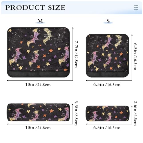 Image of Multicolored Halloween Bats and Stars Seat Belt Cover Pad 2 Pcs Soft Cute Seatbelt Covers Protector Support Head Neck Shoulder Strap for Car Seats High Chair Backpack for Adults Kids Women Men