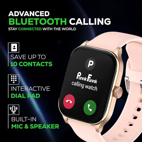 Image of PunnkFunnk Nexoro 2.01 inch Smartwatch for Men & Women Bluetooth Call, Heart Rate, SpO2, Sleep & 100+ Sports Modes, IP68 Waterproof, Compatible with Android & iPhone(Pink)