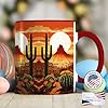 ANOVRA Desert Sunset Ceramic Mug - Southwestern Cactus Coffee Cup - Warm Western Landscape, Golden Hour, Nature, Adventure, Office, Home, Birthday #2