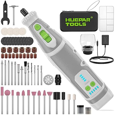 Huepar Tools Cordless Rotary Tool, 8V Rotary Multi Tool with 138pcs Accessories(with Keyless Chuck), 5 Variable Speed 5,000-30,000RPM, Rechargeable Electric Multi-Functional Tool Kit with Charger-RT8 Cover