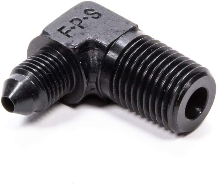 AN3 to 1/4" NPT Male 90° Adapter | Aluminum Elbow Connector | Black Anodized Hose Fitting