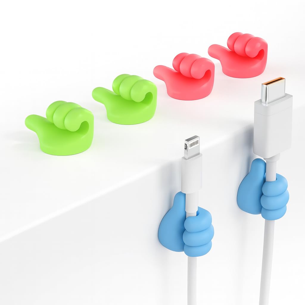 Thumb Wall Hook, Silicone Creative Thumbs Up Shape Wall Hook, Multifunctional Thumb Hook Holder Cable Clip Organizer Key Hook Wall Hangers for Home Office Bedroom(Pack of 10, Multi Color)-image-31
