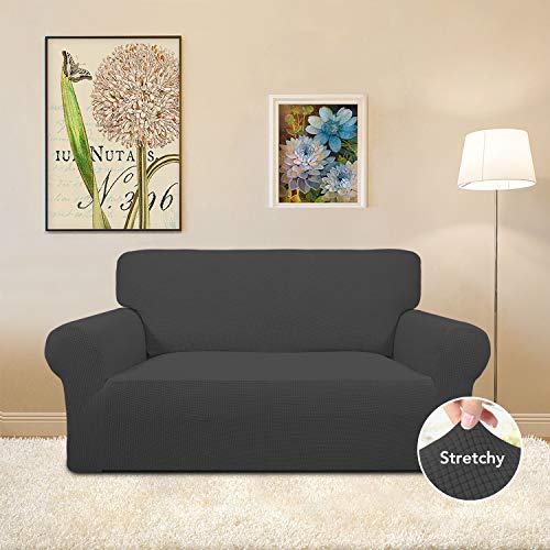 Easy-Going Stretch Sofa Slipcover Couch Sofa Cover Furniture Protector Soft with Elastic Bottom for Pets Kids Children Dog Spandex Jacquard Fabric Small Checks (Medium, Dark Gray) - Image 3