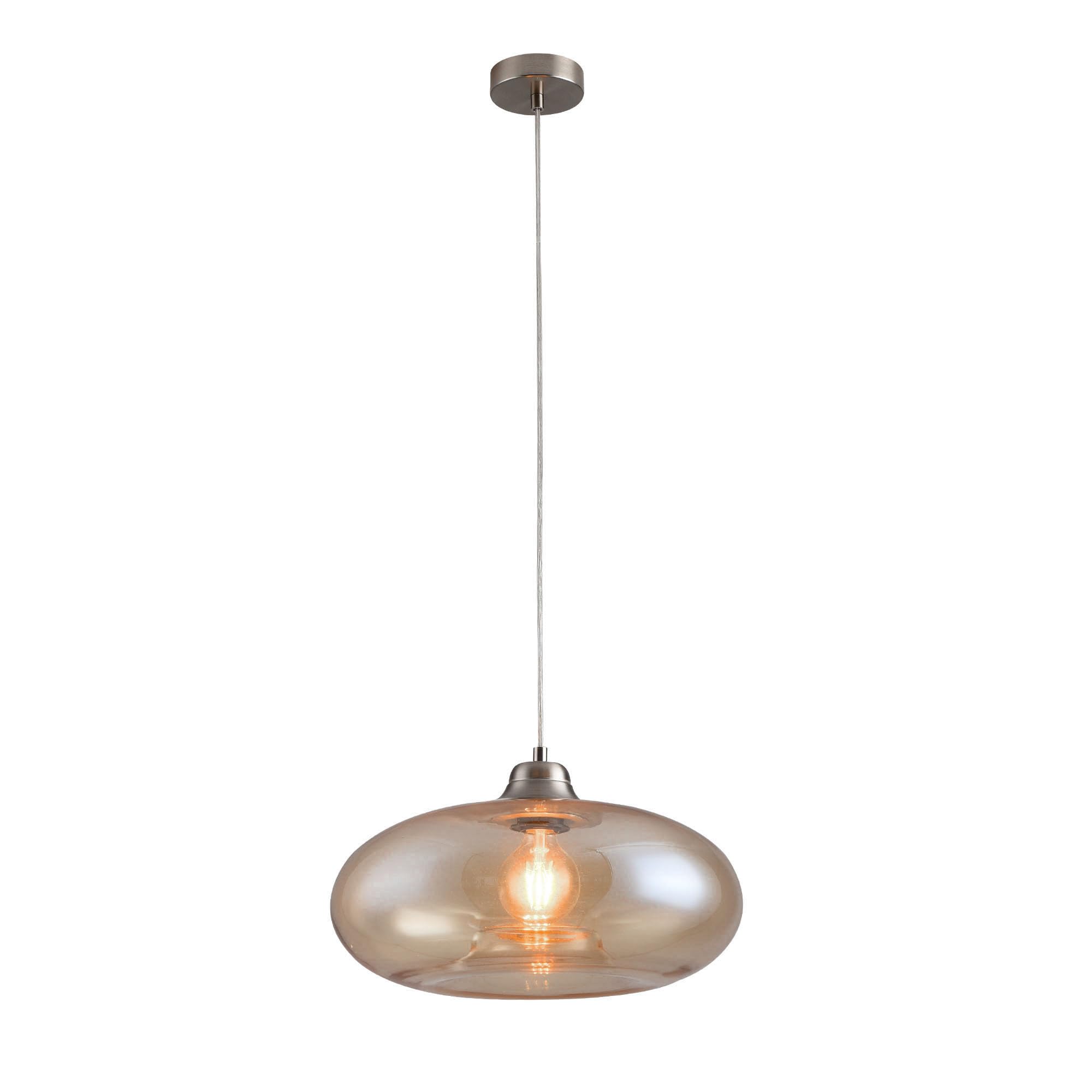 Pendelleuchte LA BURBUJA: Ø40CM Matt Nickel, Glas rauchig