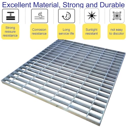 Image of Galvanized Steel Drain Grate, Driveway Channel Cover 32x32 in