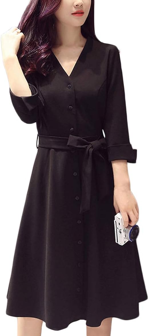 Amazon Co Jp Minesam レディース Vネック ワンピース Aライン 着痩せ シック ドレス 体型カバー 結婚式 フォーマル 上品 通勤 Ol 服 ファッション小物 Amazon Co Jp Minesam レディース Vネック ワンピース Aライン 着痩せ シック ドレス 体型カバー 結婚式 フォーマル 上品 通勤 Ol 服 ファッション小物