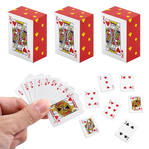 3 Decks Mini Playing Cards Miniature Card Set Party Spoof Fun Small Playing Cards Travel Game Poker Cards for Adults Party Favor, Tiny Deck of Novelty Party Gift for Parties, Christmas, Halloween