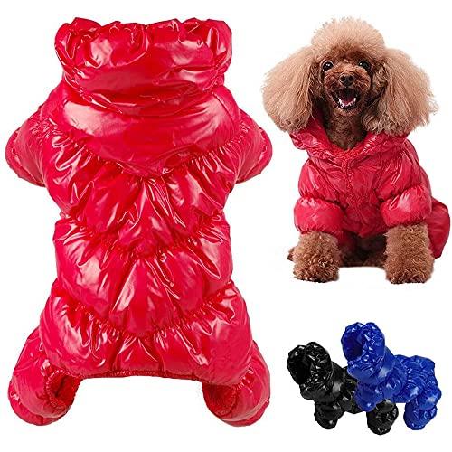 犬服 ダウンベスト ジャケット 秋冬のペットの犬の猫の服コート、犬服 秋冬 つなぎ あたたかい 防寒 ウォームダウン古典的なペットのダウンジャケットテディ、ヨークシャーテリア、チワワ、ポメラニアの 小中型犬 子犬 お散歩 お出かけ 雪対策 (S, レッド)