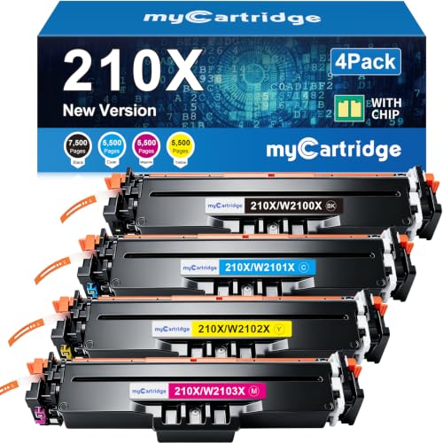 Image of 210X Toner Cartridges 4 Pack for HP 210X 210A MFP 4301fdw 4301fdn with Chip | Compatible for HP Color LaserJet Pro MFP 4301fdw 4301fdn 4201dw 4201dn Printer Ink W2100X W2100A High Yield (BCMY, 4-Pack)