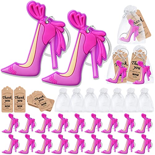 Décoration de fête filles avec porte-clés talons hauts et sacs cadeaux