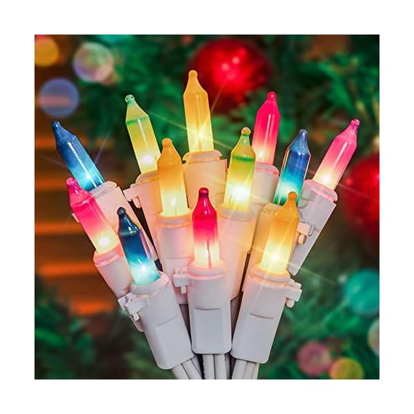 Hopolon 2pack 50-count white christmas lights with white wire, string lights for holiday decorations, christmas tree lights, holiday party, wedding, xmas, home, indoor & outdoor use