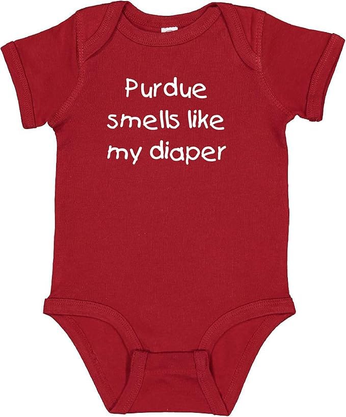 Image of Campus Originals Indiana Fan Purdue Smells Like My Diaper Hoosiers Baby Bodysuit - Garnet (18 Months)