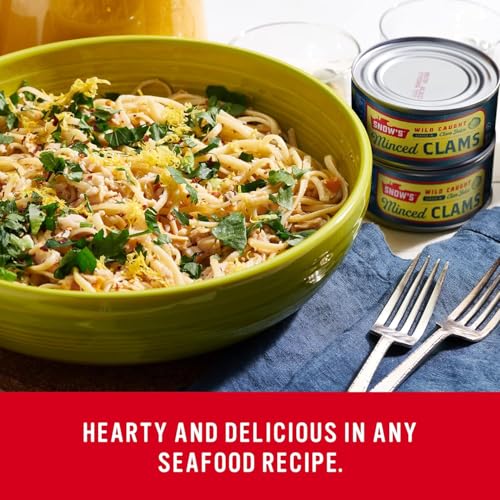 Image of Snow's Wild Caught Minced Clams Canned, 6.5 oz Can (Pack of 12) - 5g Protein Per Serving - Gluten Free, Keto Friendly, 99% Fat Free