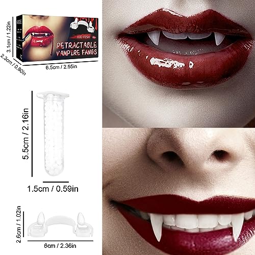 Himank Halloween Vampire Teeth, Reusable Vampire Fangs for Halloween Cosplay Costume Party Dentures Decoration Scary Creepy Retractable Braces for Kids/Adults