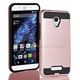 BLU Studio X8 HD case, {NFW} Tough Hybrid + Dual Layer Shockproof Drop Protection Metallic Brushed Case Cover for Studio X8 HD (S530) (VGC RoseGold)