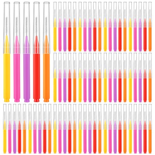 Image of 100 Pcs Interdental Brushes, 5 Sizes Braces Flossers for Cleaner Braces Brush Soft Dental Brushes Toothpicks Dental Floss Picks Dental for Braces Oral Cleaning(5 Colors)