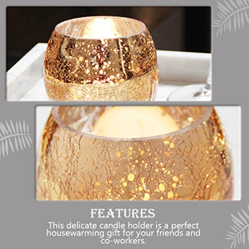 Osaladi Crackle Glass Candle Holder: 2Pcs Scented Candle Aromatherapy Tea Light Holder Romantic Tealight Candle Cup For Christmas New Year Decor Flower Vase Pen Holder Potted Plants Bowl #TOP2