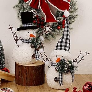 winemana Christmas Table Decorations, Set of 2 Snowman with Pine Cone Twigs, Winter Tabletop Decor for Indoor Home Kitchen Office Room Xmas Gifts Holiday Party winemana Christmas Table Decorations Set of 2 Snowman with Pine Cone Twigs Winter Tabletop Decor for Indoor Home Kitchen Office Room Xmas Gifts Holiday Party