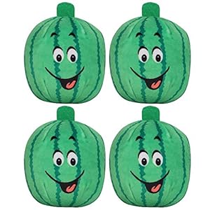 plplaaoo 4Pcs Pet Plush Watermelon Toy Set, Squeak and Chew Interactive Toys for Dogs and Cats, Material, Relieves Boredom and Anxiety